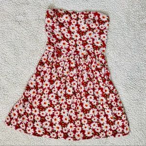 Hollister Pink Strapless Dress with White Daisies